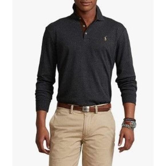 Polo Ralph Lauren Other - Polo Ralph Lauren Mens Flesh Pony Logo Longsleeve Polo Shirt Black size Tall 4XL